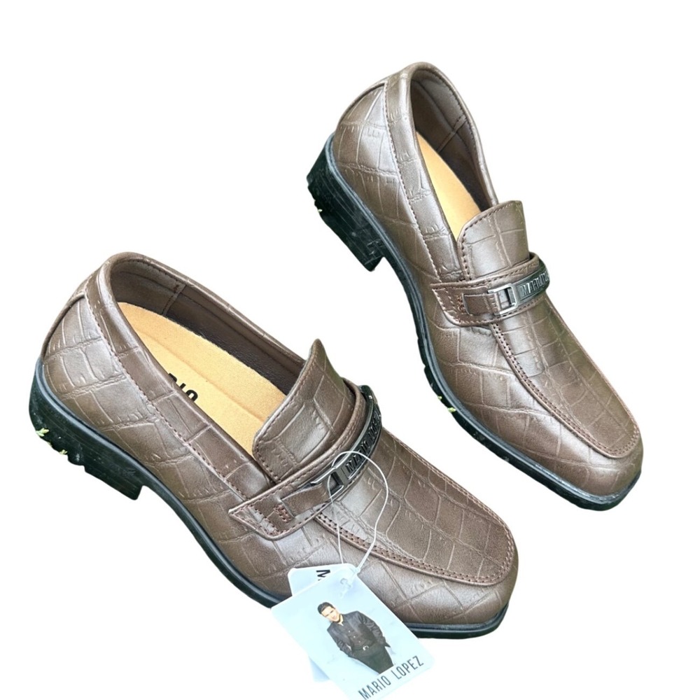 MARIO LOPEZ Little Boys Eligio-B Faux Leather Dress Shoes Size 2 Brownโ NWT